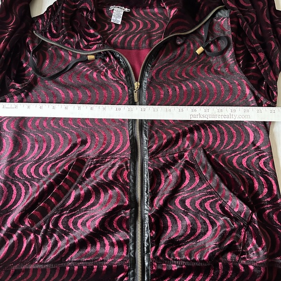 Mirror image Womens Tunic Sz XL velveteen Red w Black wavy design VGC - Picture 4 of 7